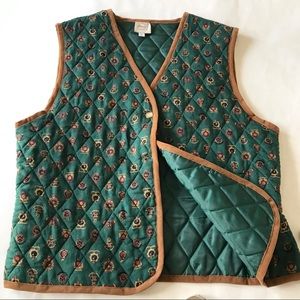 BASS |  Quilted Vest Hunter Green Crest Print Size Large